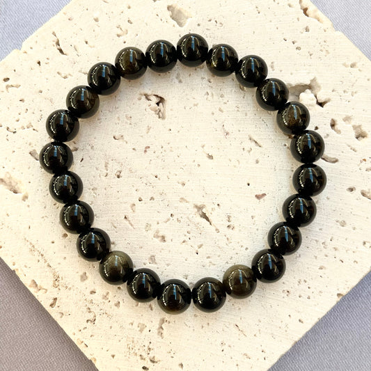 Golden Sheen Obsidian 8 mm Stretch Bracelet