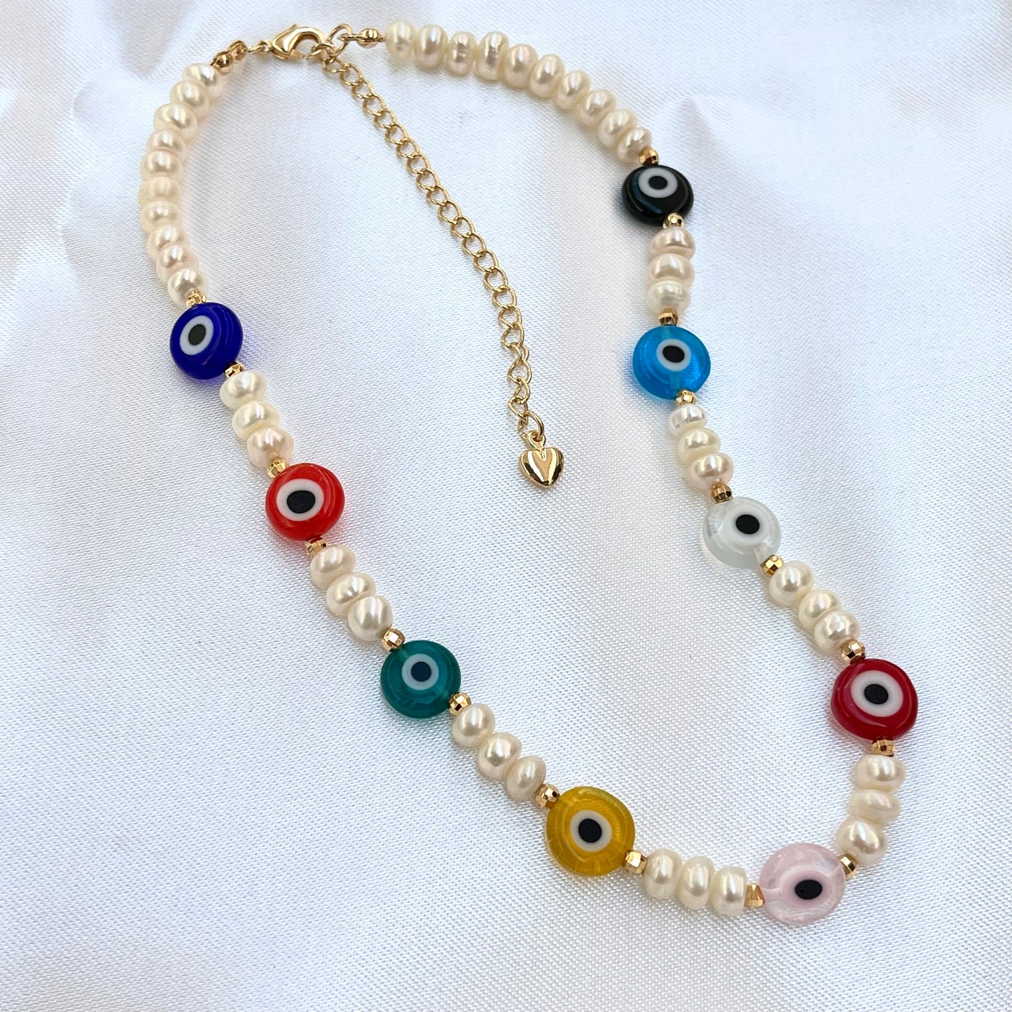 Evil Eye + Pearl Necklace