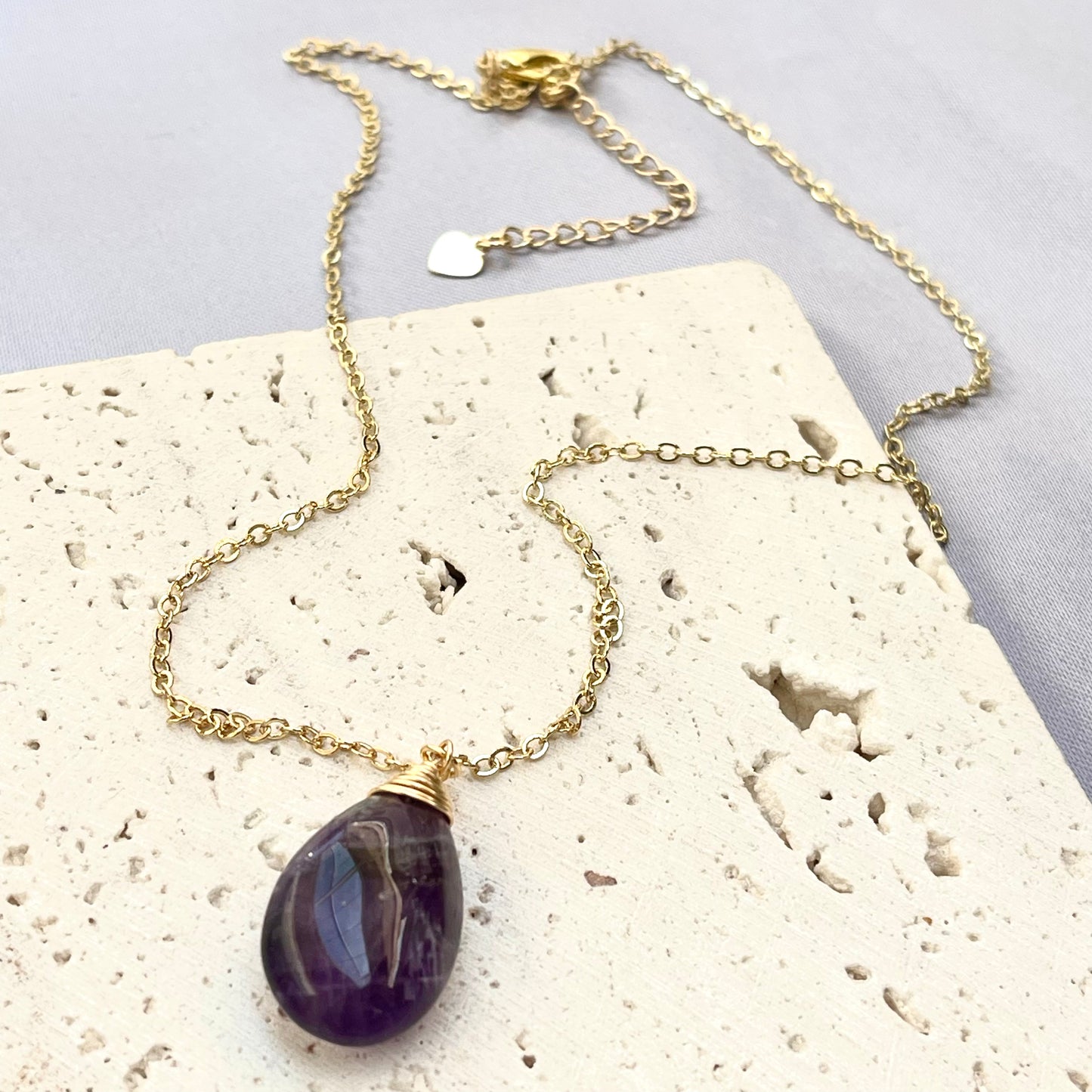 Amethyst Raindrop Pendant Necklace