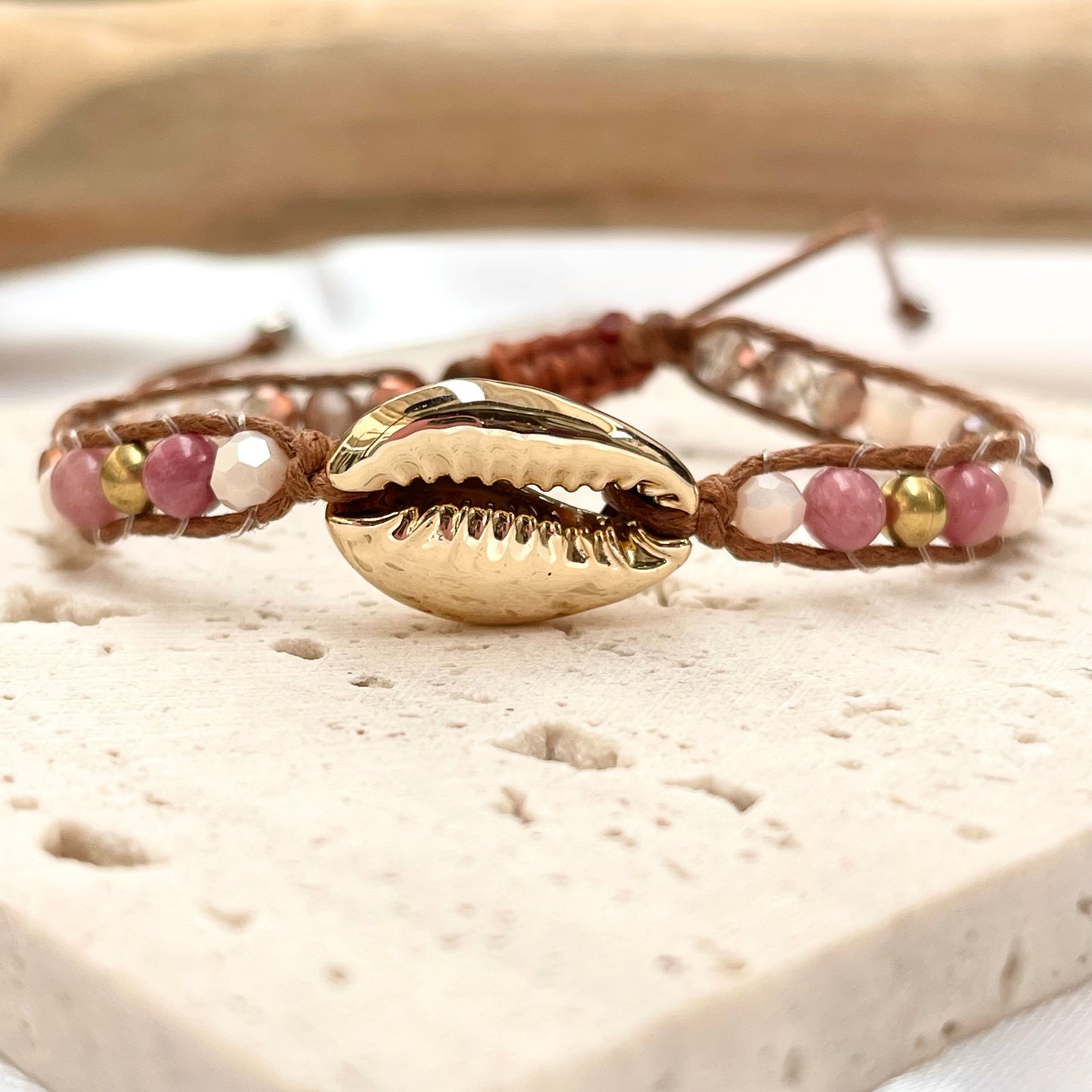 Gold Shell + Crystal Bracelet