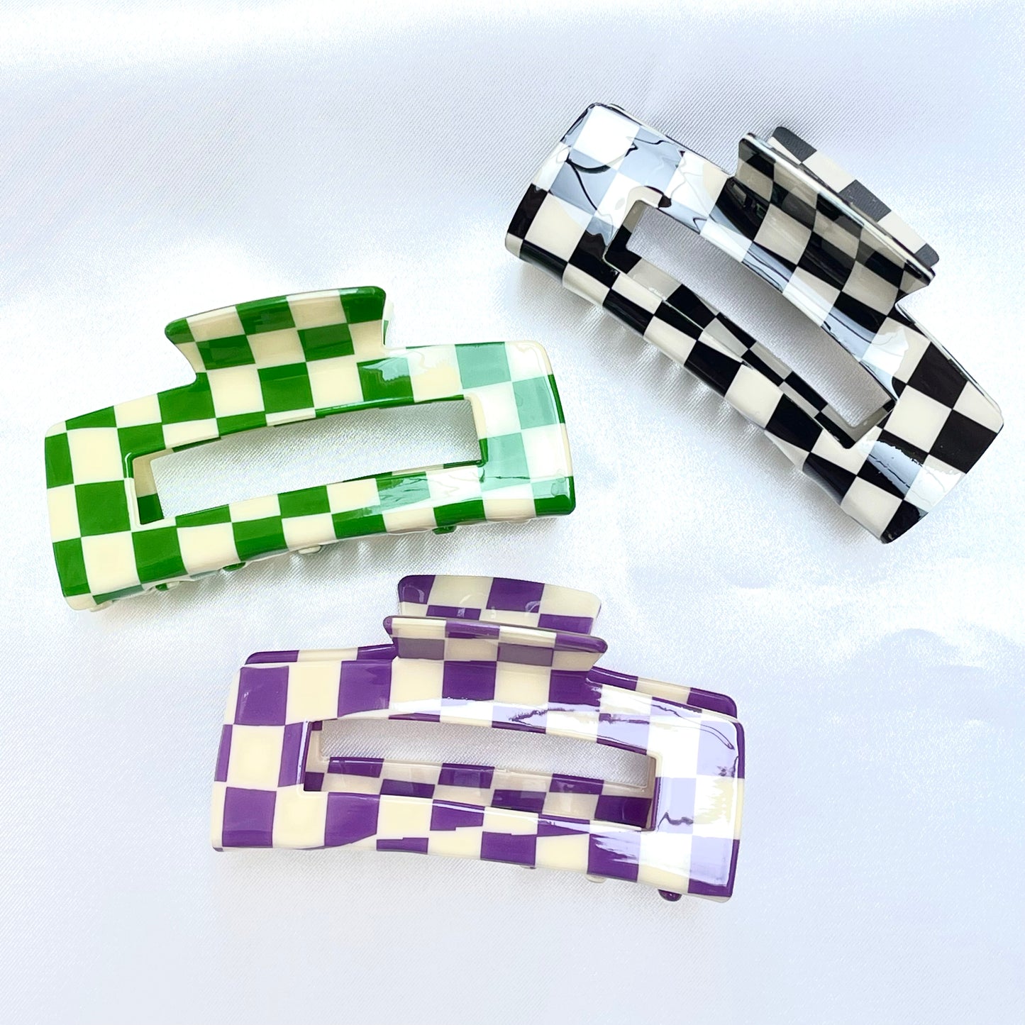 Square Checker Hair Claw Clip