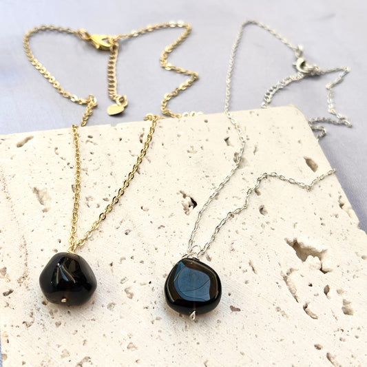 Black Agate Pendant Necklace