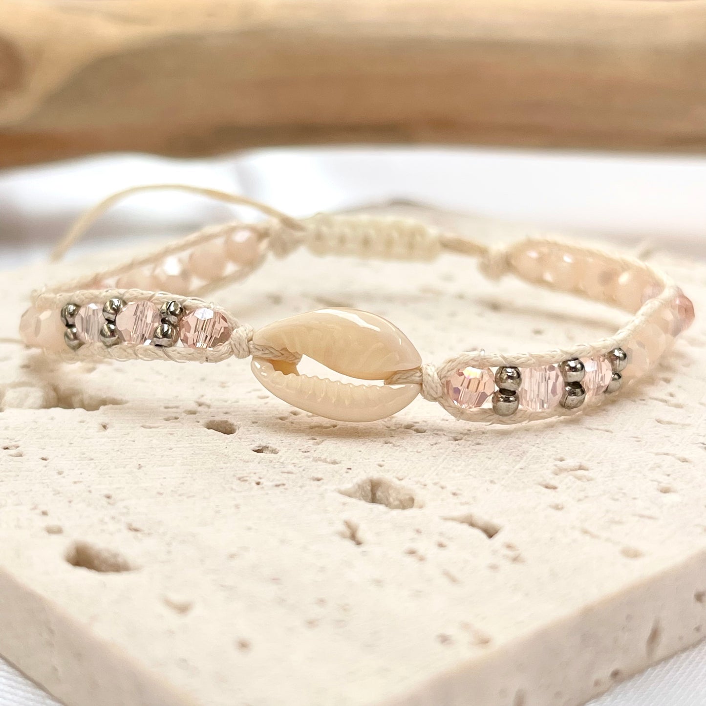 White Shell + Crystal Bracelet