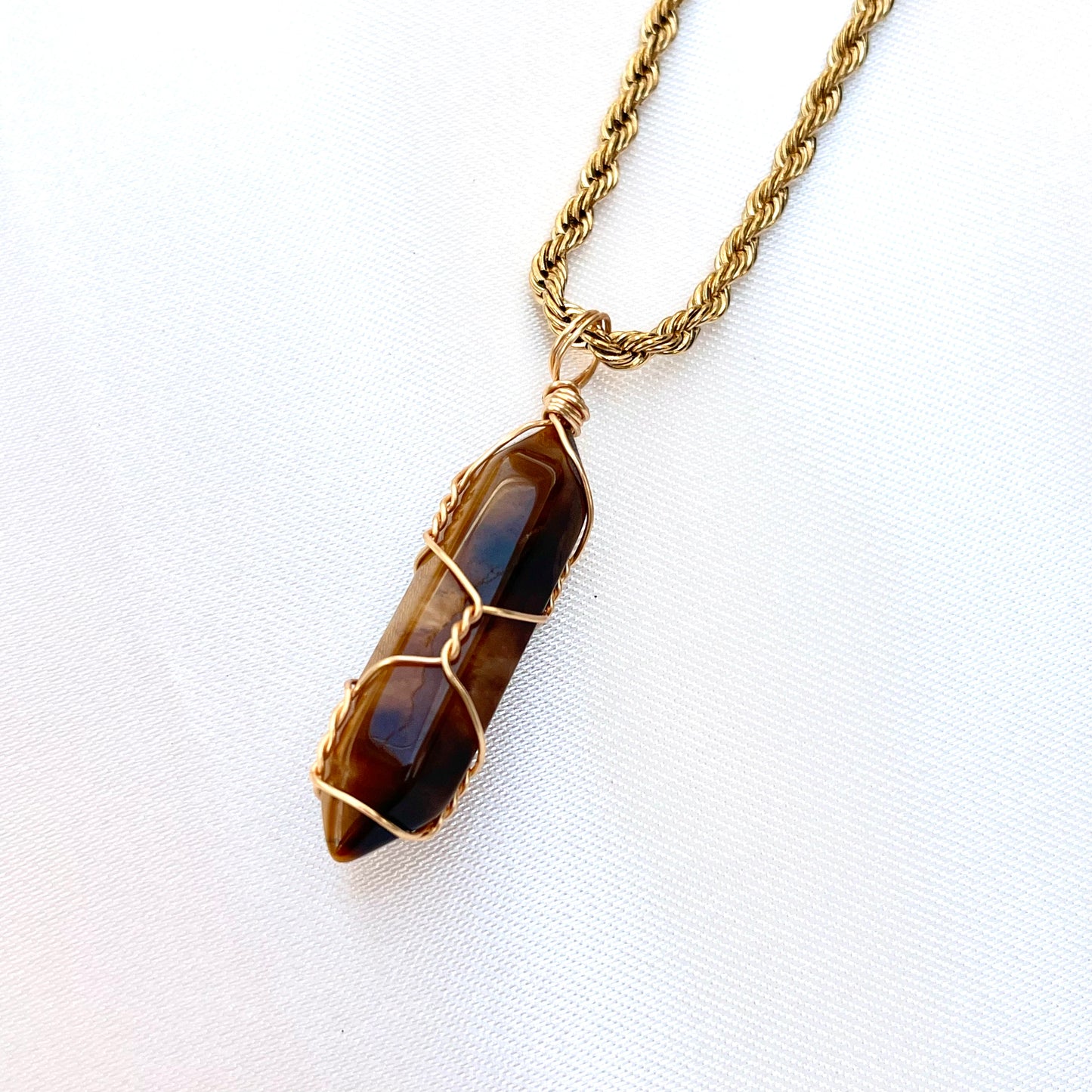 Wire Wrapped Bullet Pendant Necklace