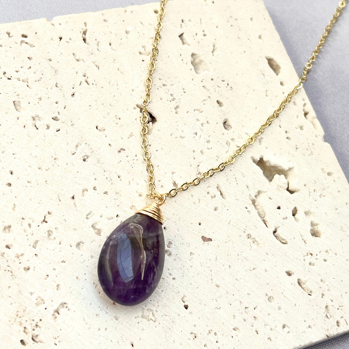 Amethyst Raindrop Pendant Necklace