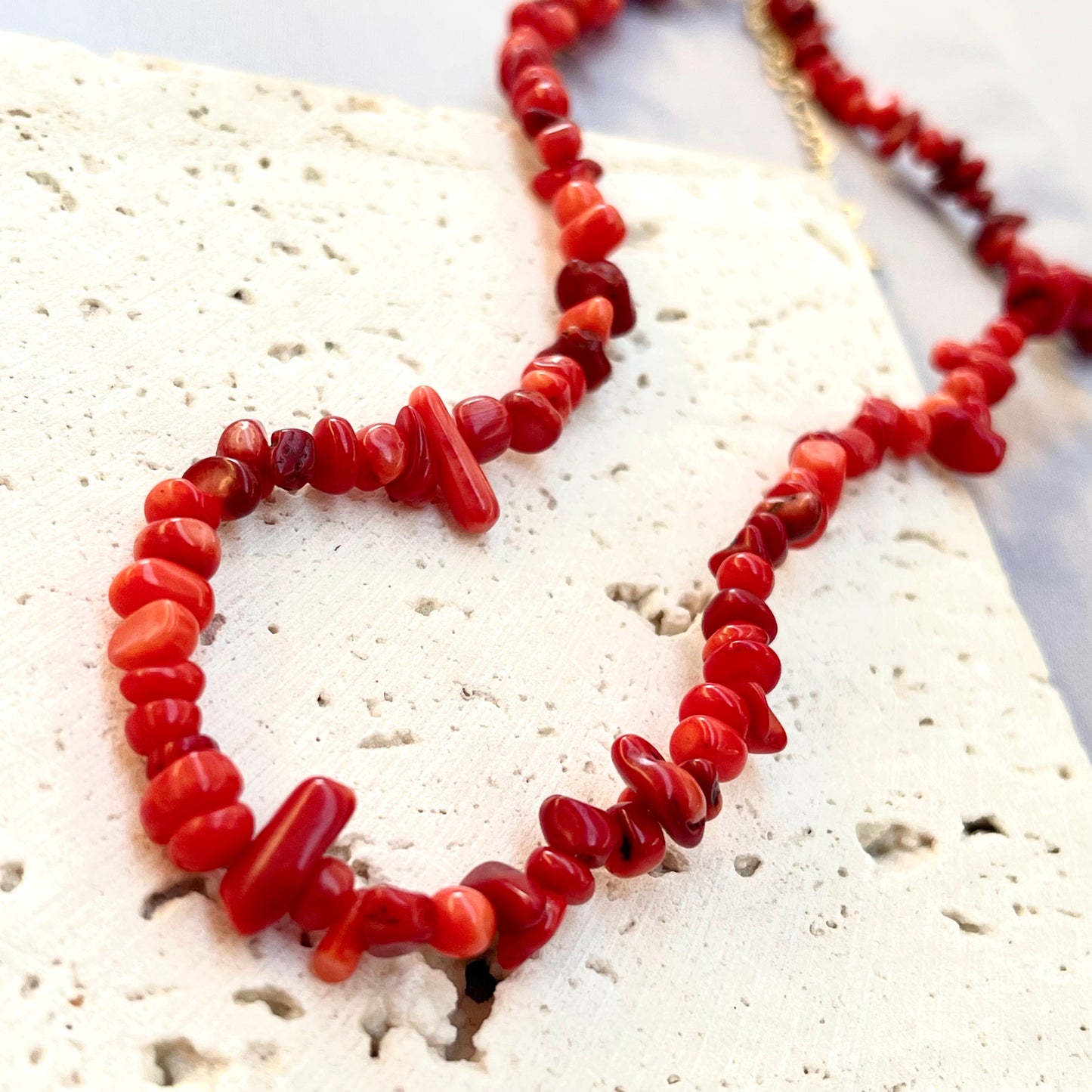 Red Coral Crystal Stone Choker Necklace