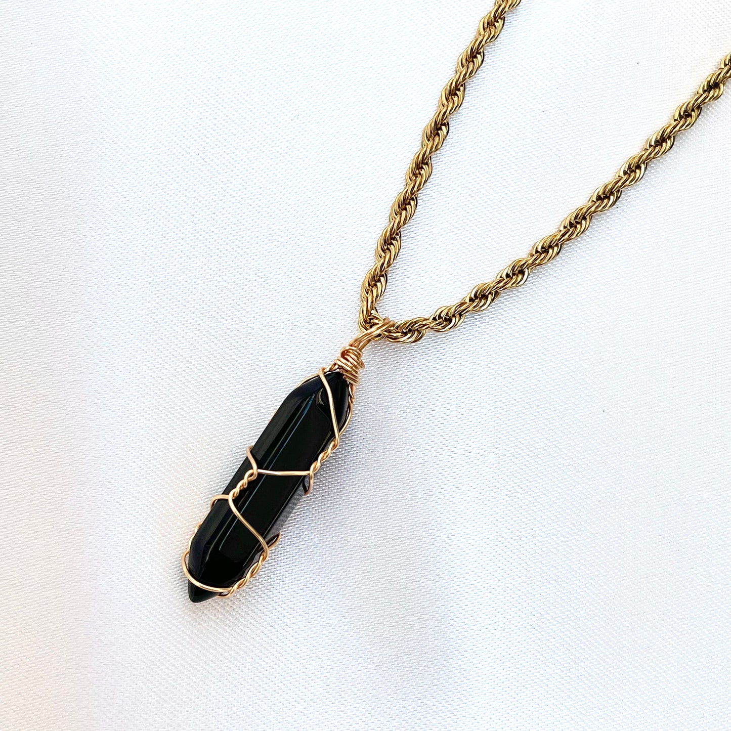 Wire Wrapped Bullet Pendant Necklace