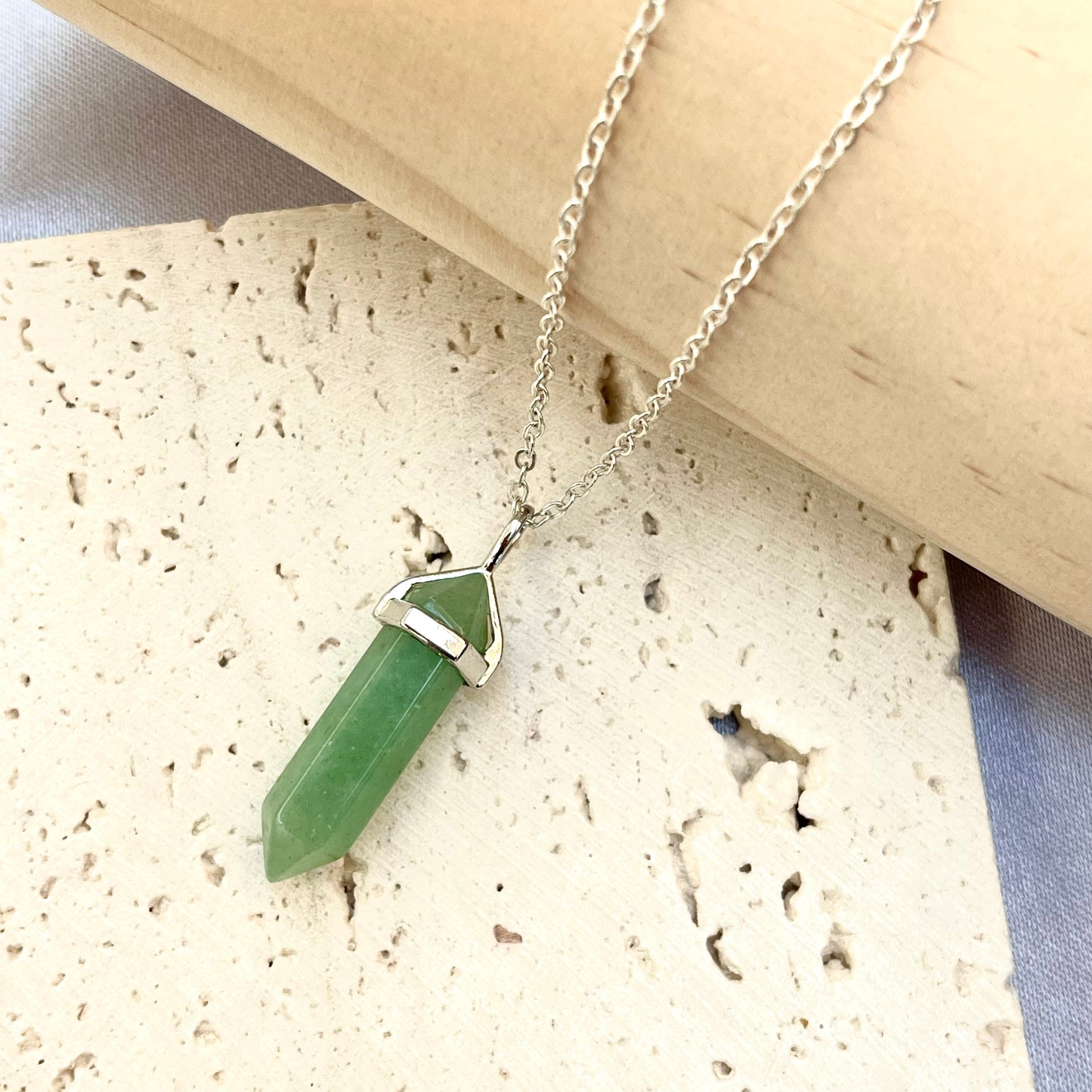 Green Aventurine Bullet Pendant Necklace