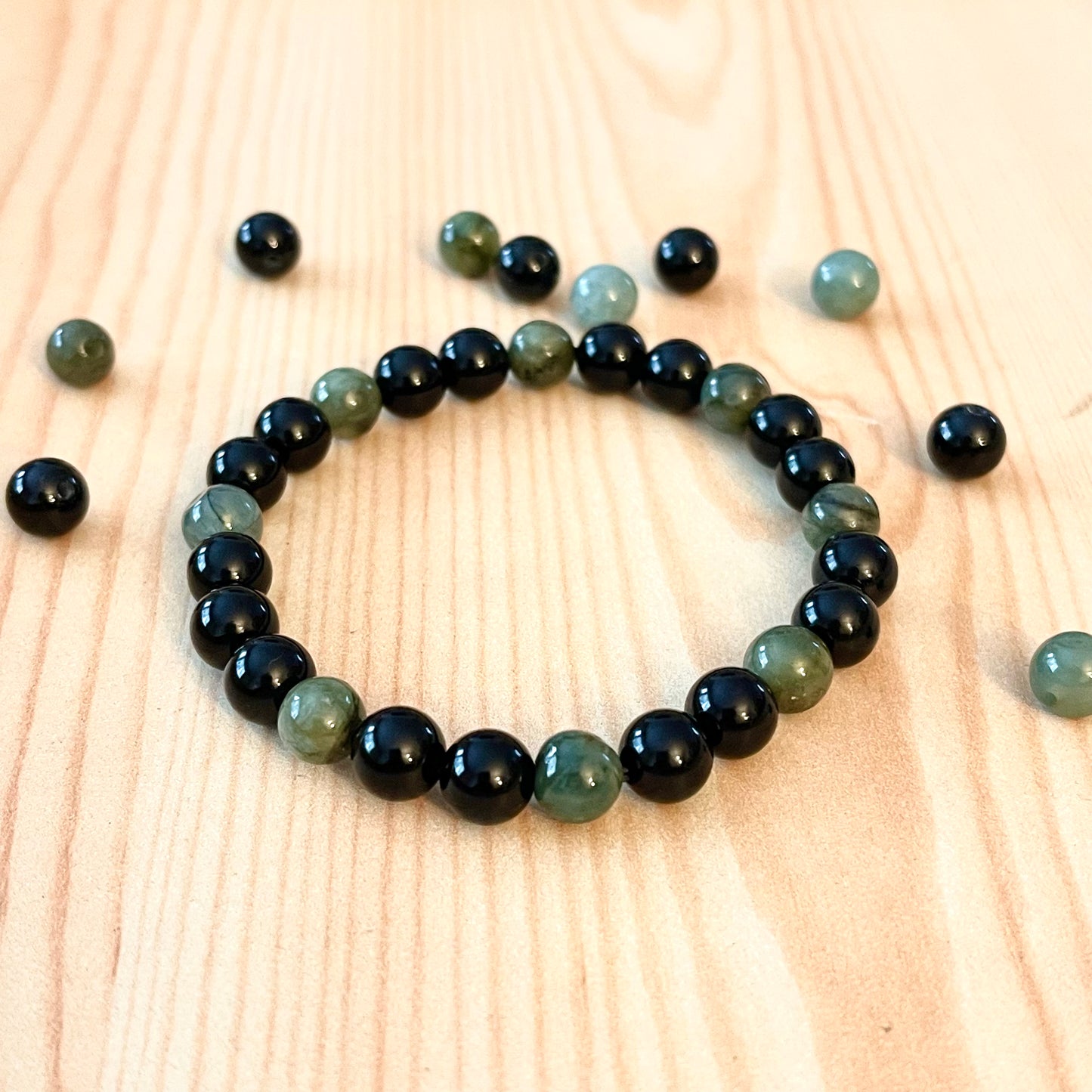 Onyx + Jade Stretch Bracelet