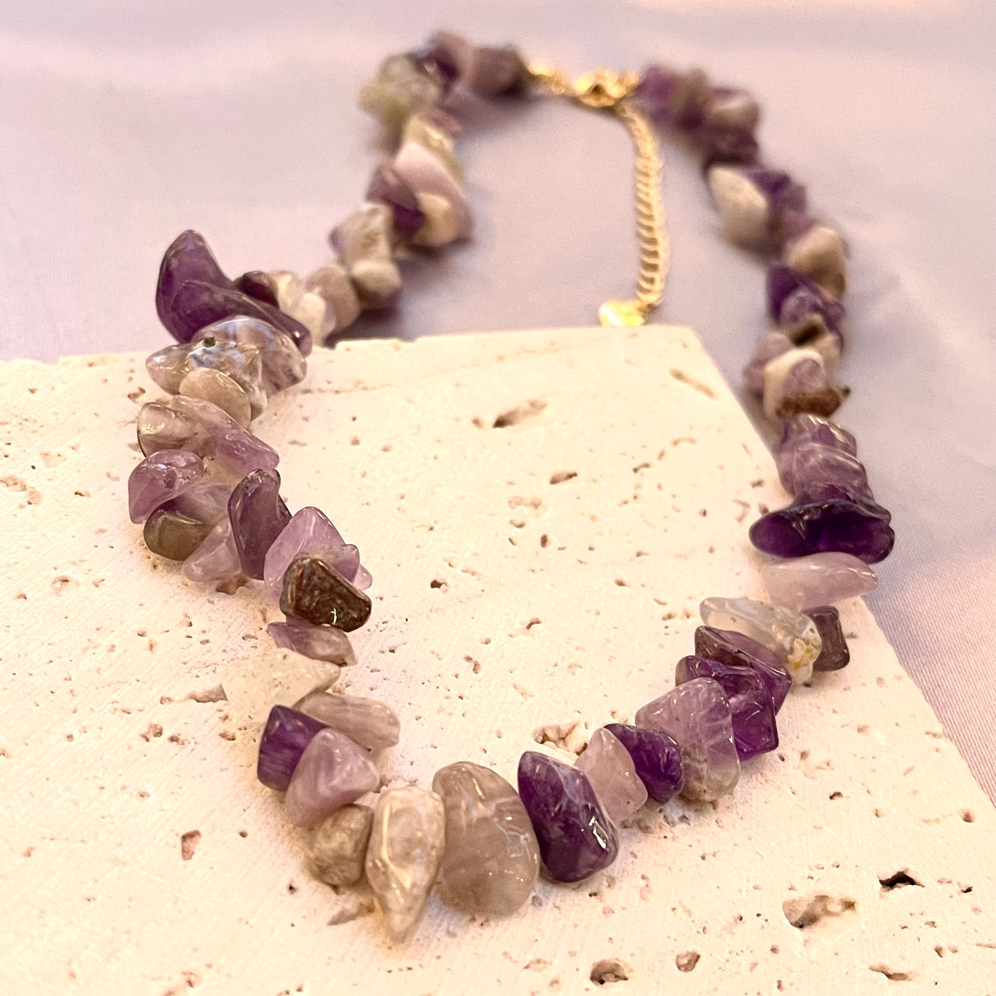 Amethyst Crystal Stone Choker Necklace