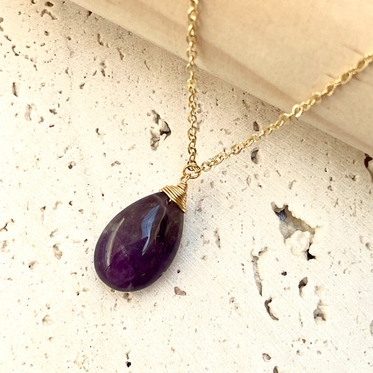 Amethyst Raindrop Pendant Necklace