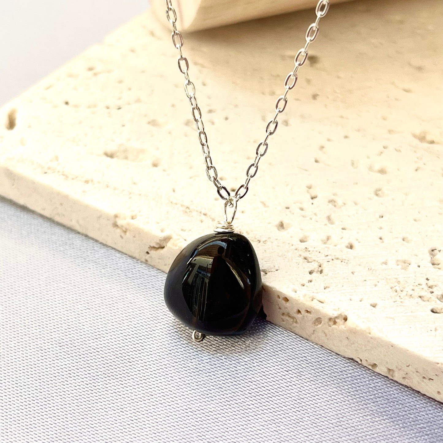 Black Agate Pendant Necklace