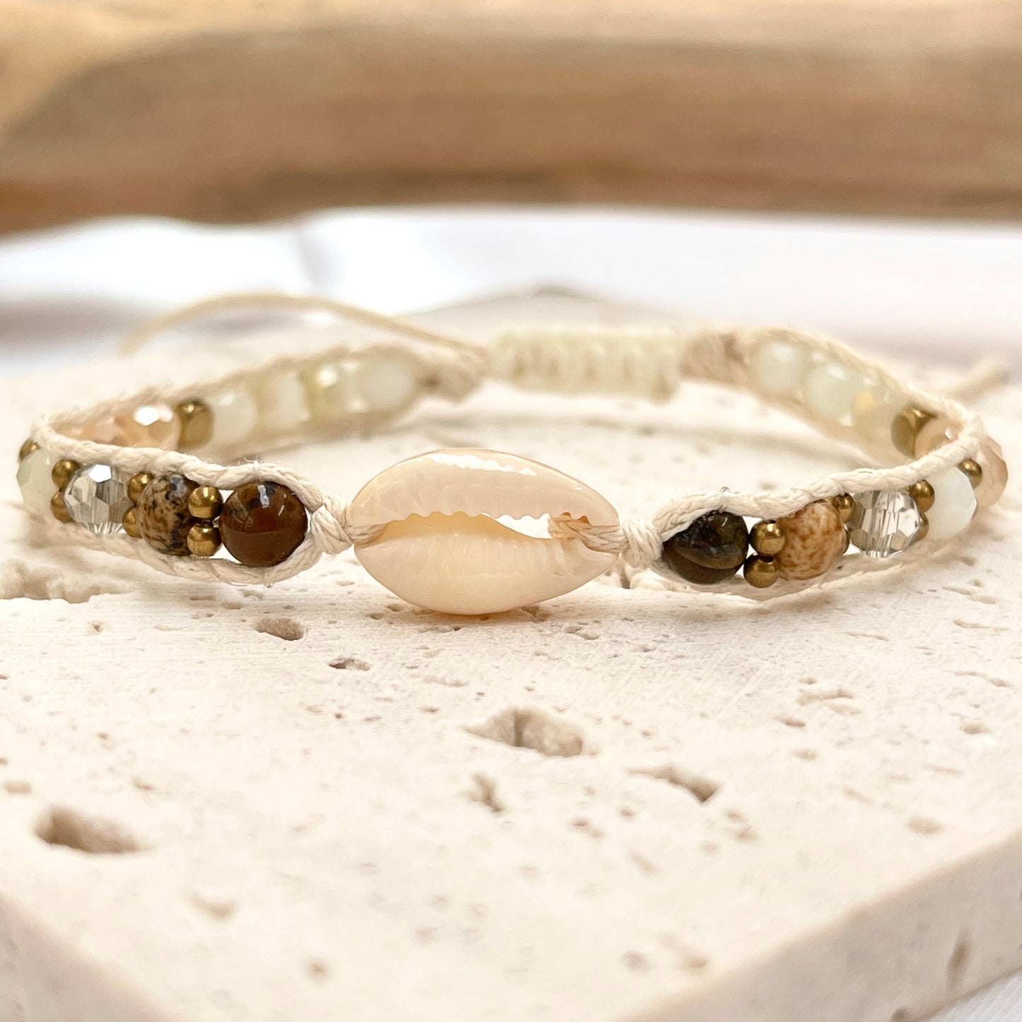 White Shell + Crystal Bracelet