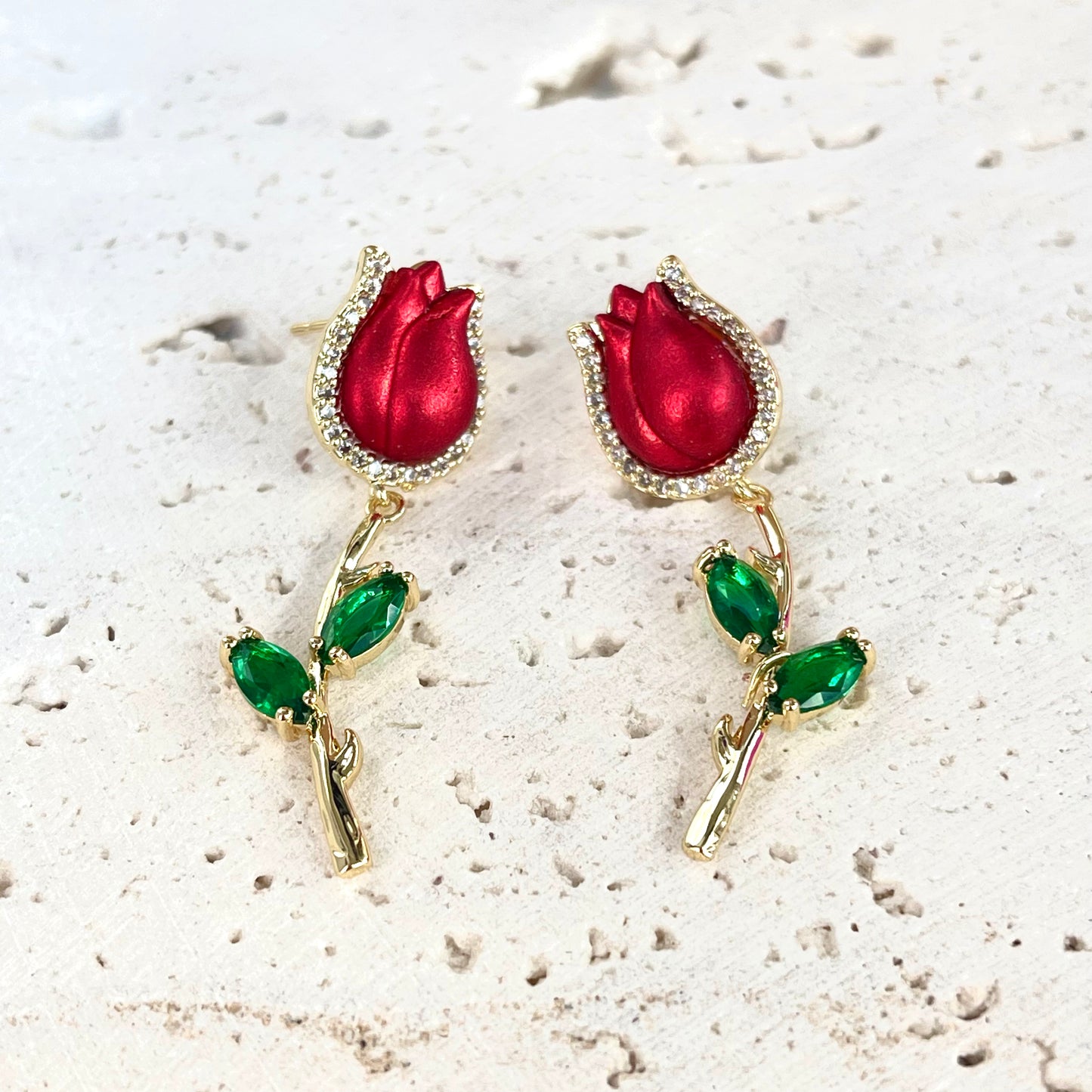 Red Rose Earrings