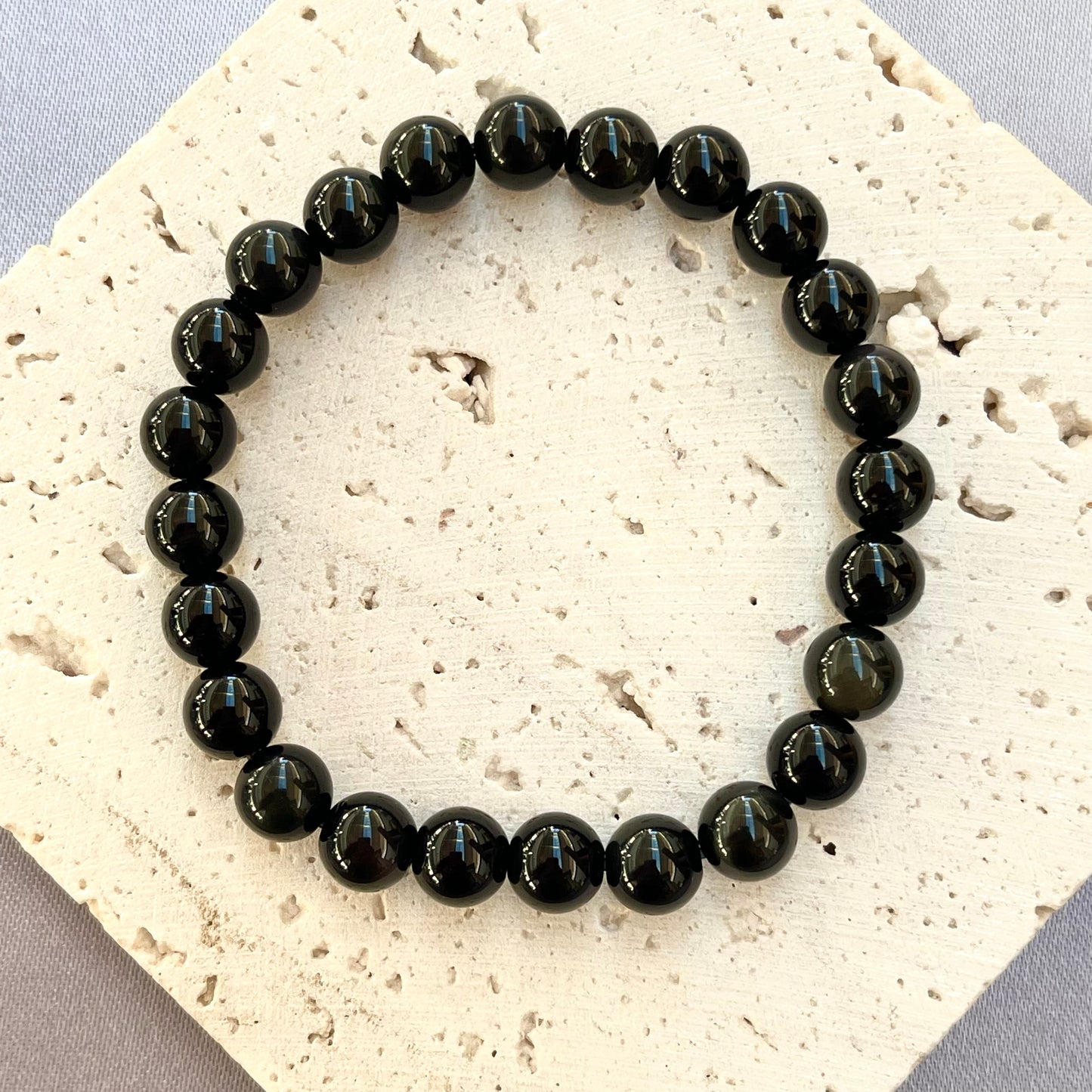 Silver Sheen Obsidian 8 mm Stretch Bracelet