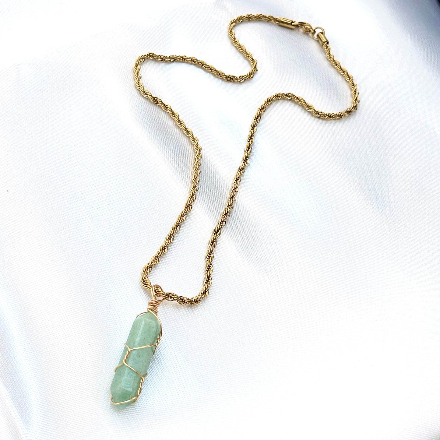 Wire Wrapped Bullet Pendant Necklace