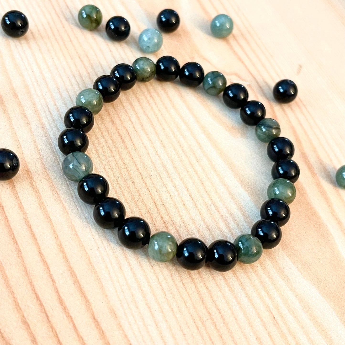 Onyx + Jade Stretch Bracelet