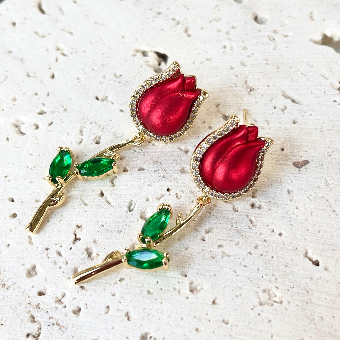 Red Rose Earrings