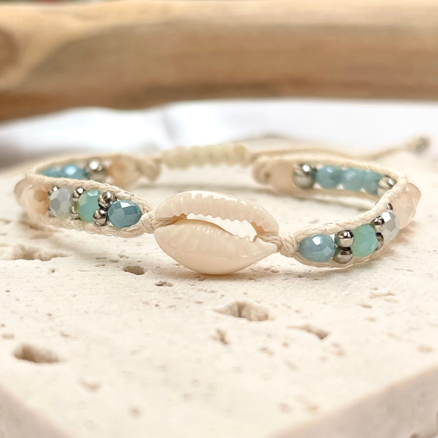 White Shell + Crystal Bracelet