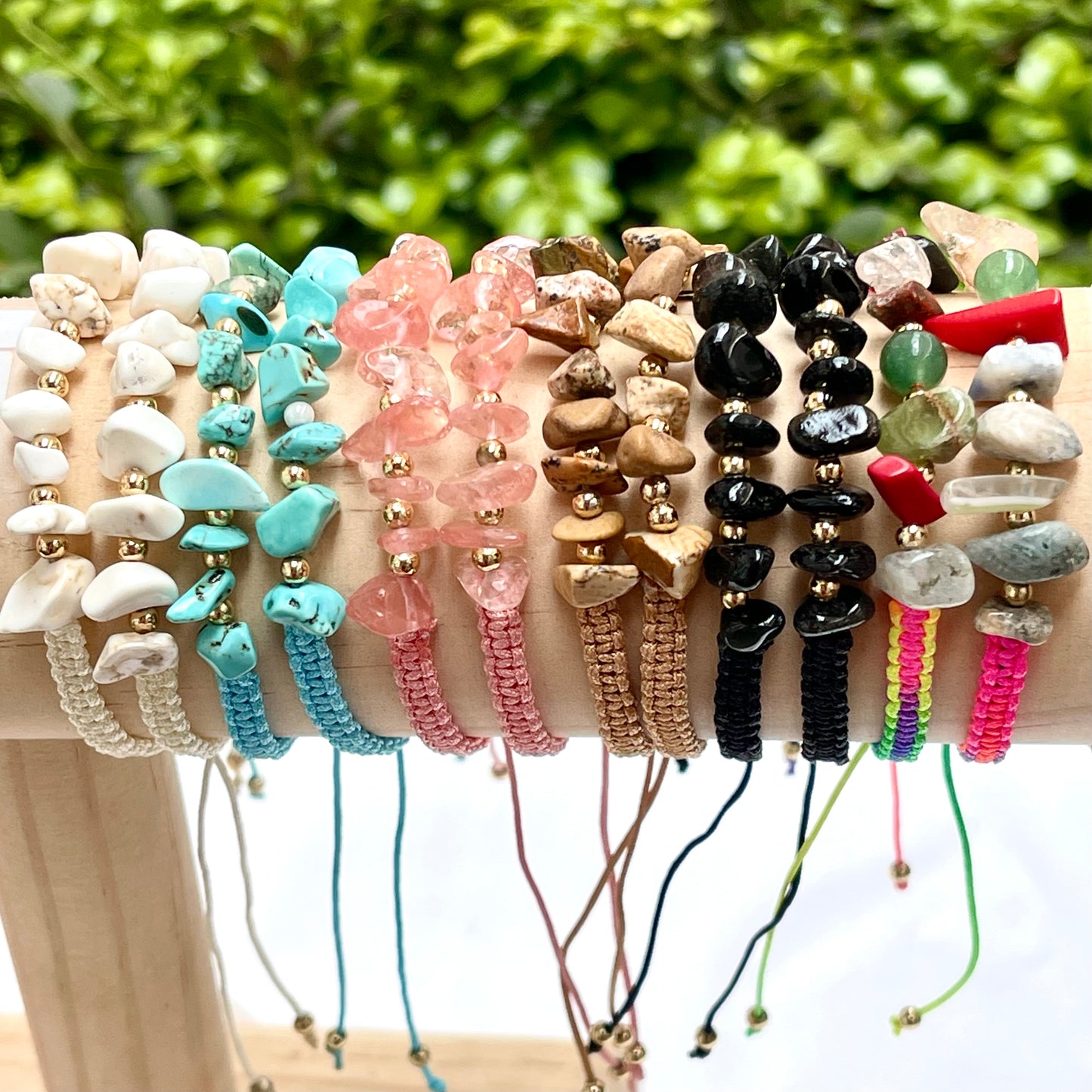 Braided Chip Stone Bracelets