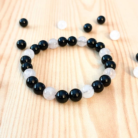 Onyx + Rose Quartz Stretch Bracelet