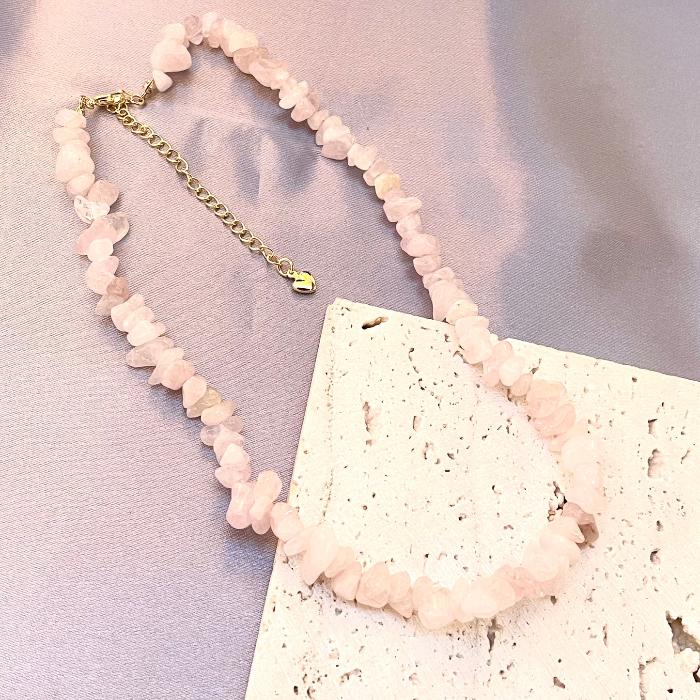 Rose Quartz Crystal Stone Choker Necklace