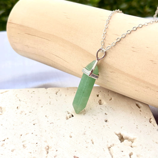 Green Aventurine Bullet Pendant Necklace