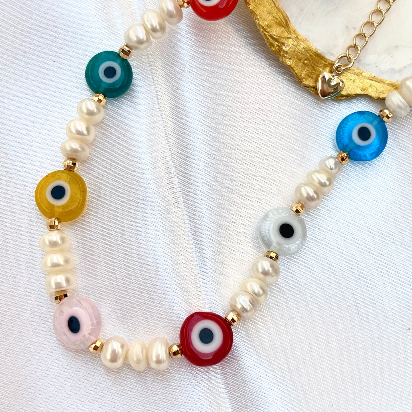 Evil Eye + Pearl Necklace