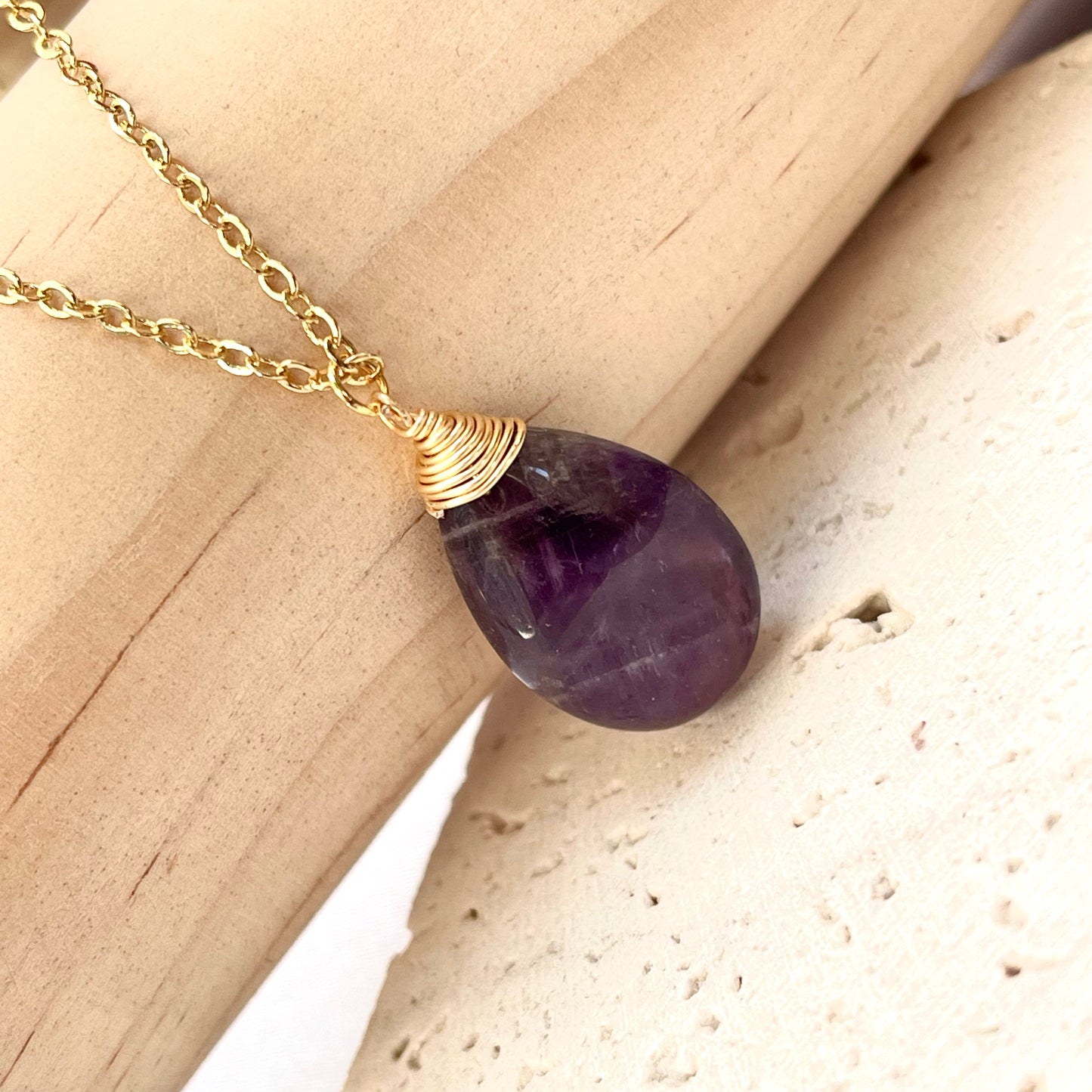 Amethyst Raindrop Pendant Necklace