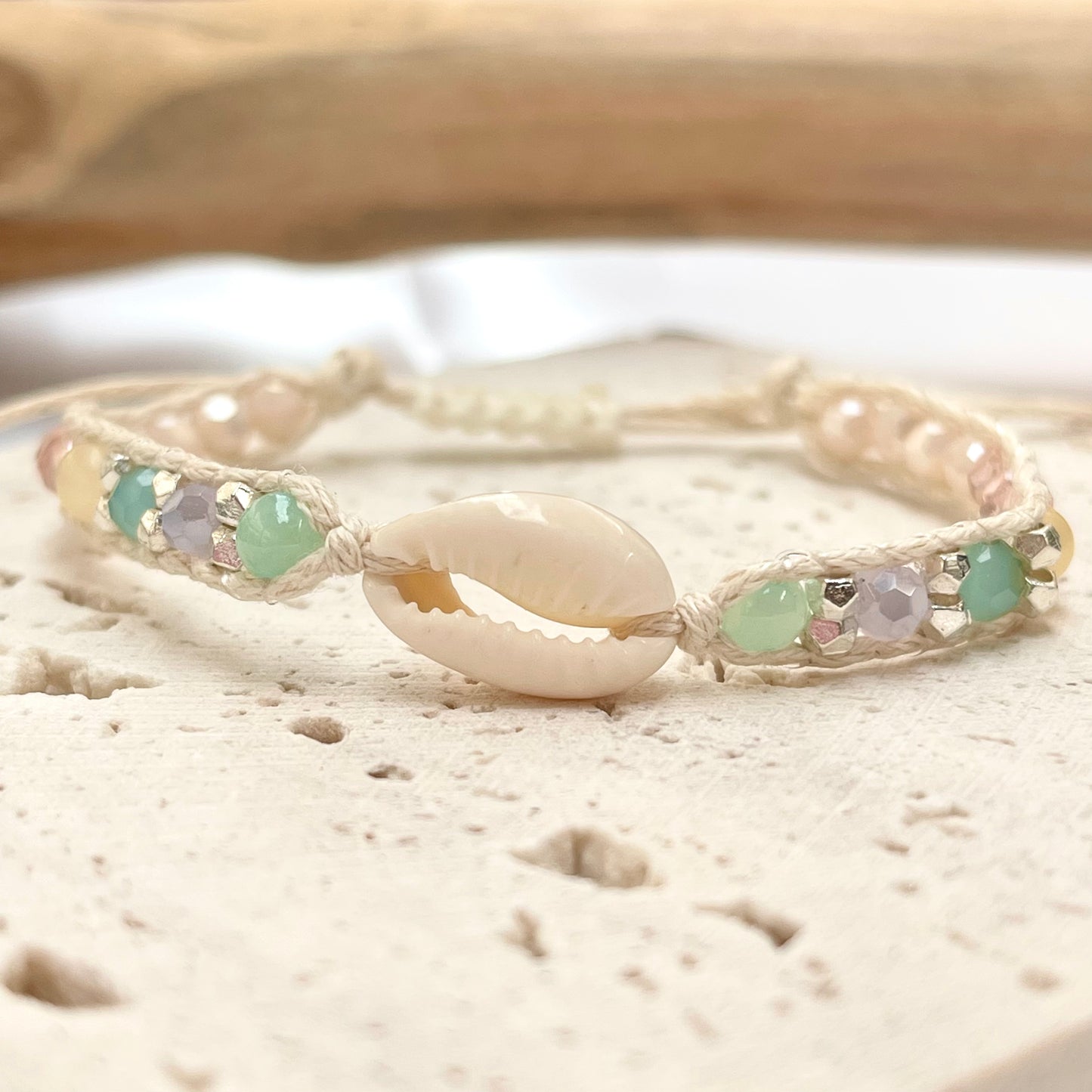 White Shell + Crystal Bracelet