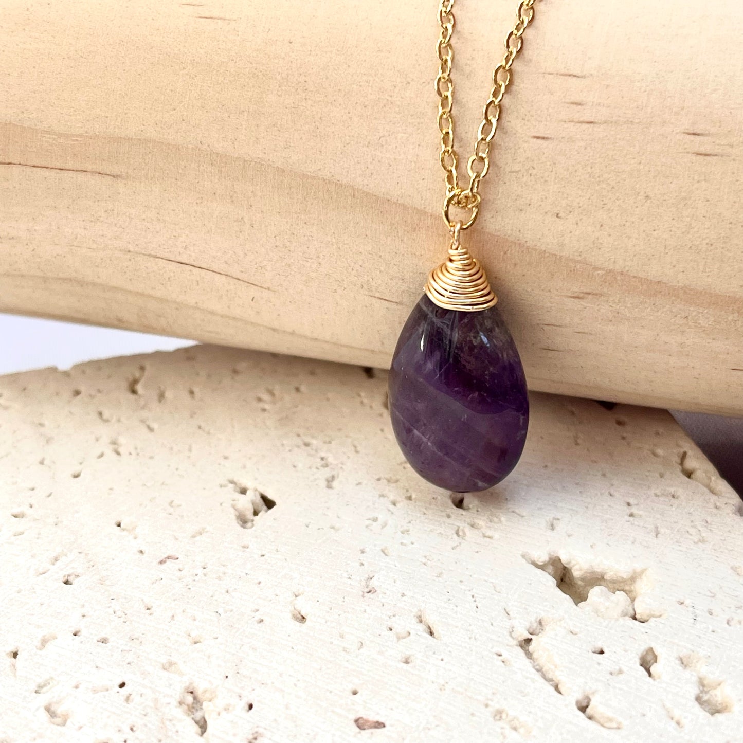 Amethyst Raindrop Pendant Necklace