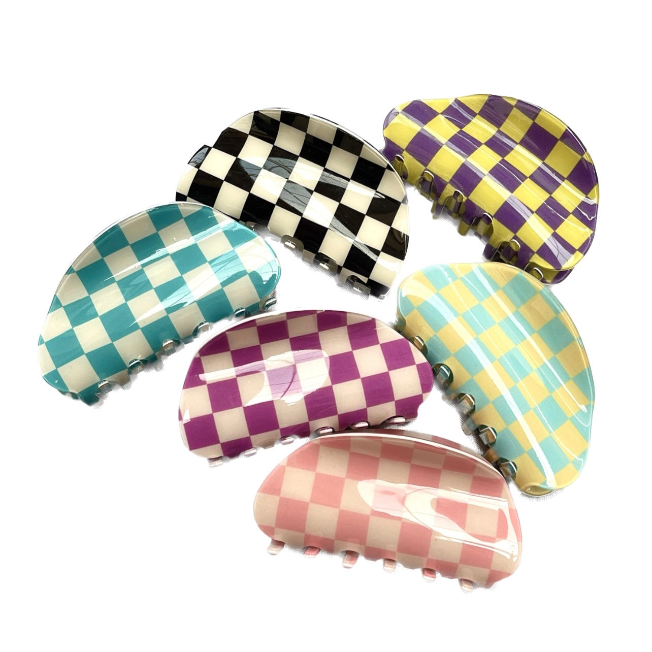 Checker Hair Claw Clip