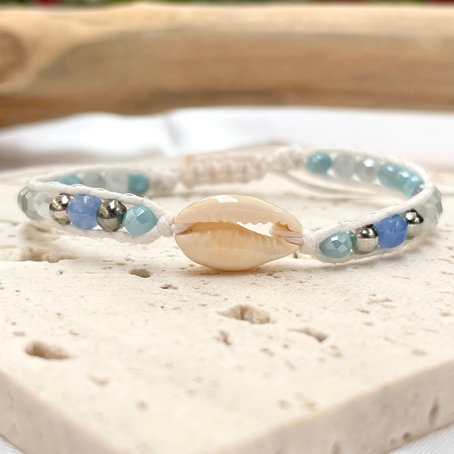 White Shell + Crystal Bracelet