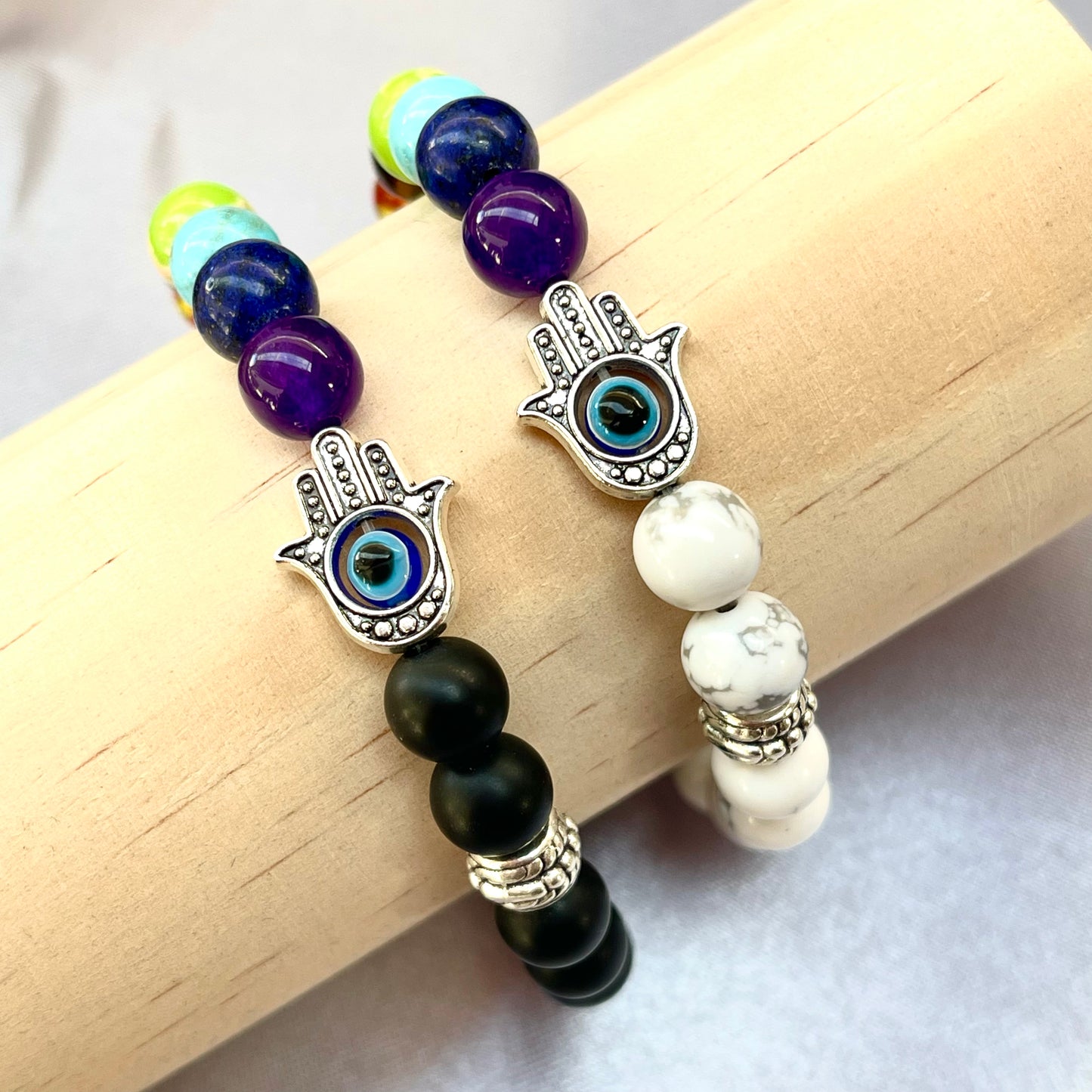 7 Chakras + Hamsa Evil Eye Crystal Stone Bracelet