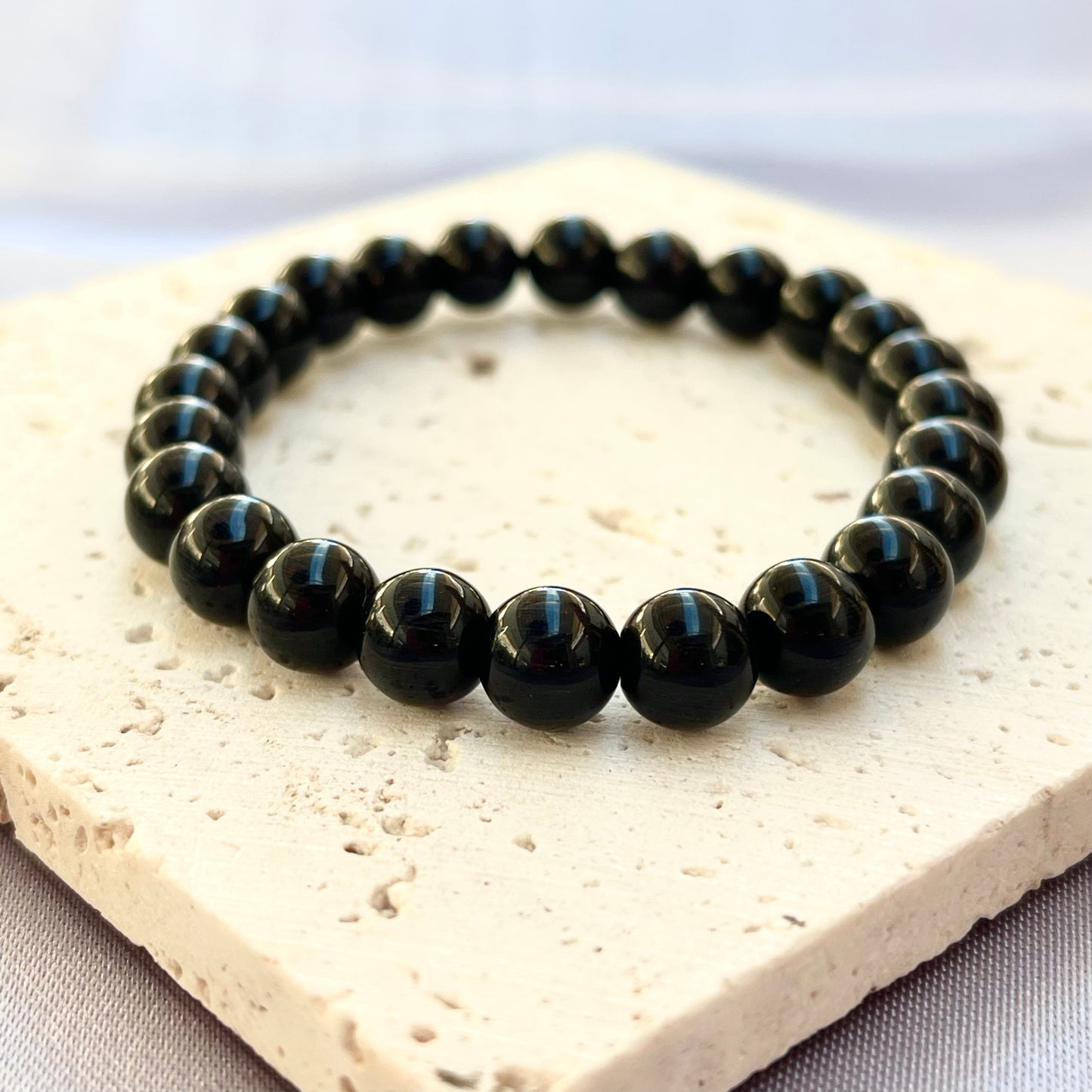 Black Cat’s eye 8 mm Stretch Bracelet