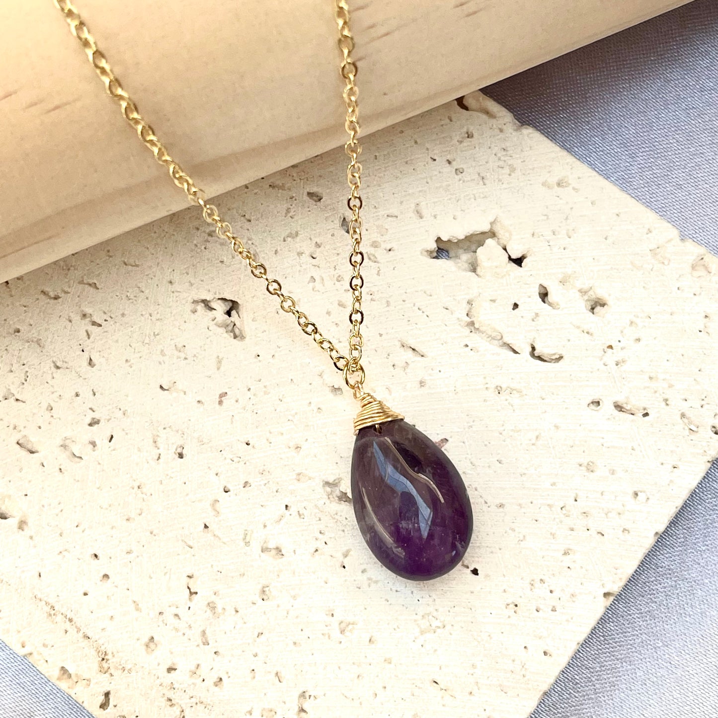 Amethyst Raindrop Pendant Necklace