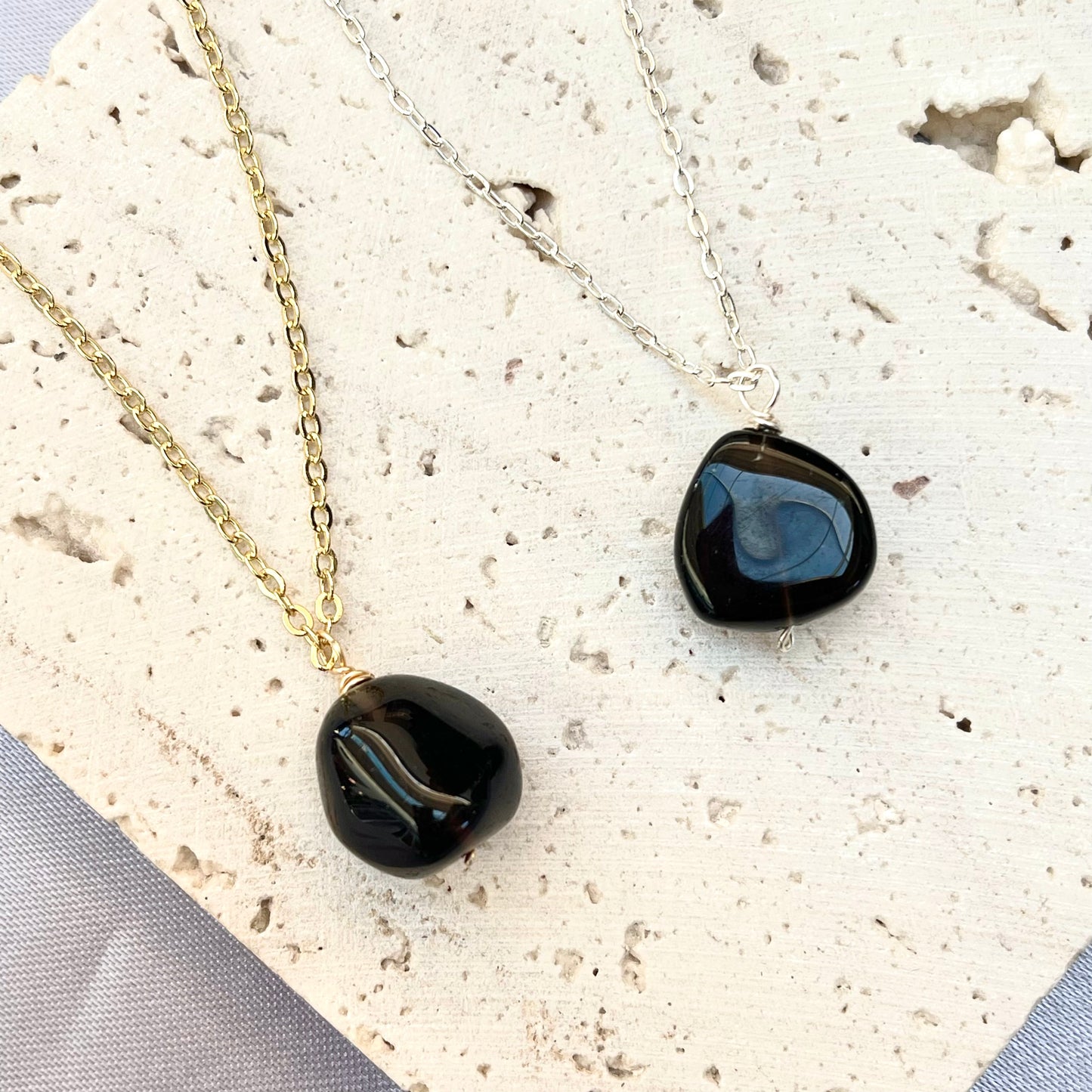 Black Agate Pendant Necklace