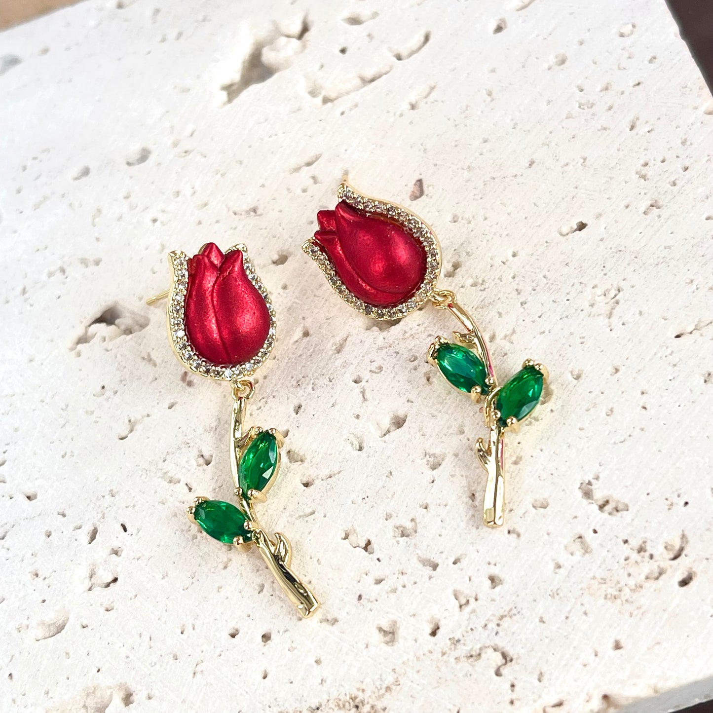 Red Rose Earrings