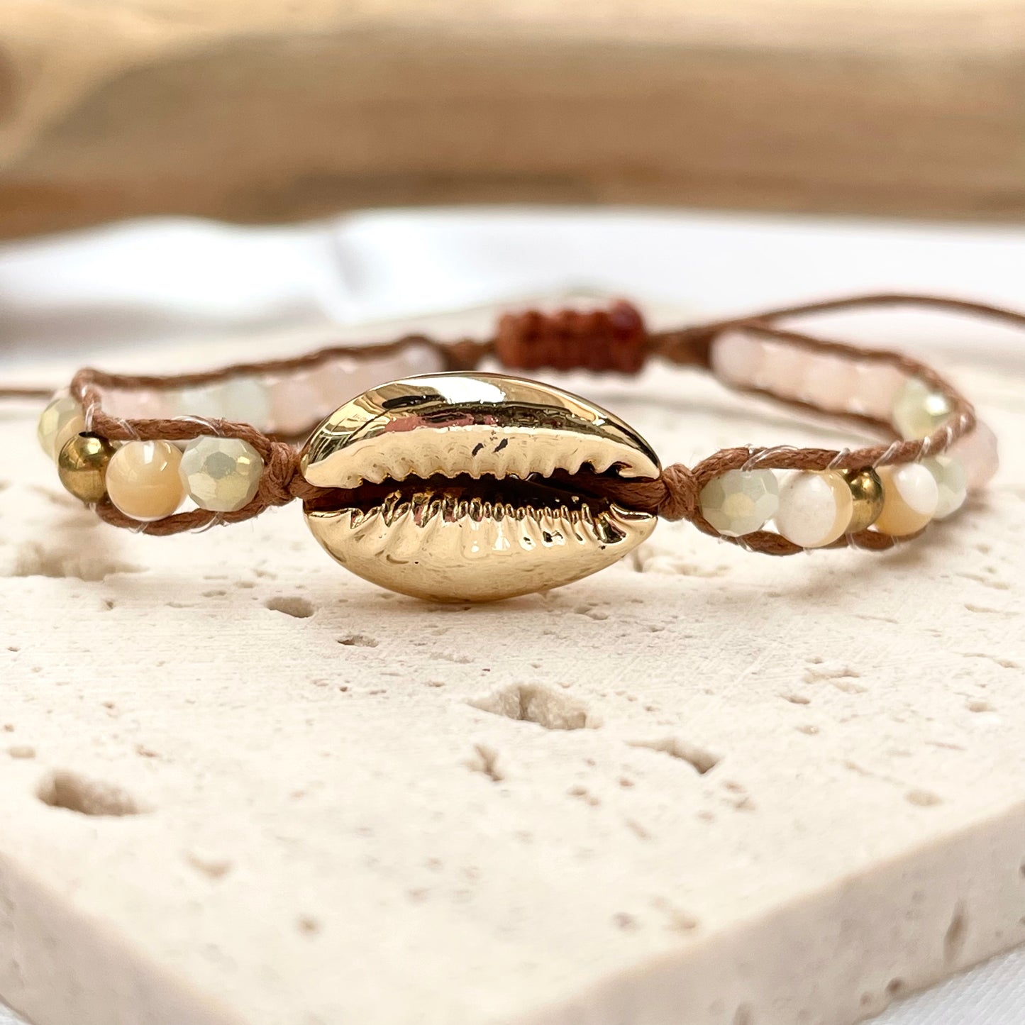 Gold Shell + Crystal Bracelet