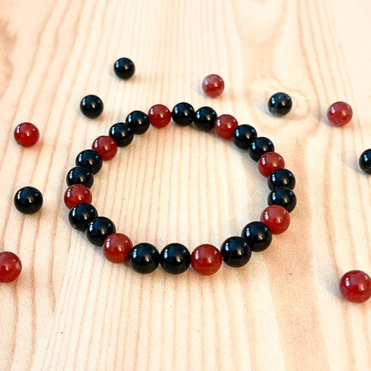 Onyx + Carnelian Stretch Bracelet