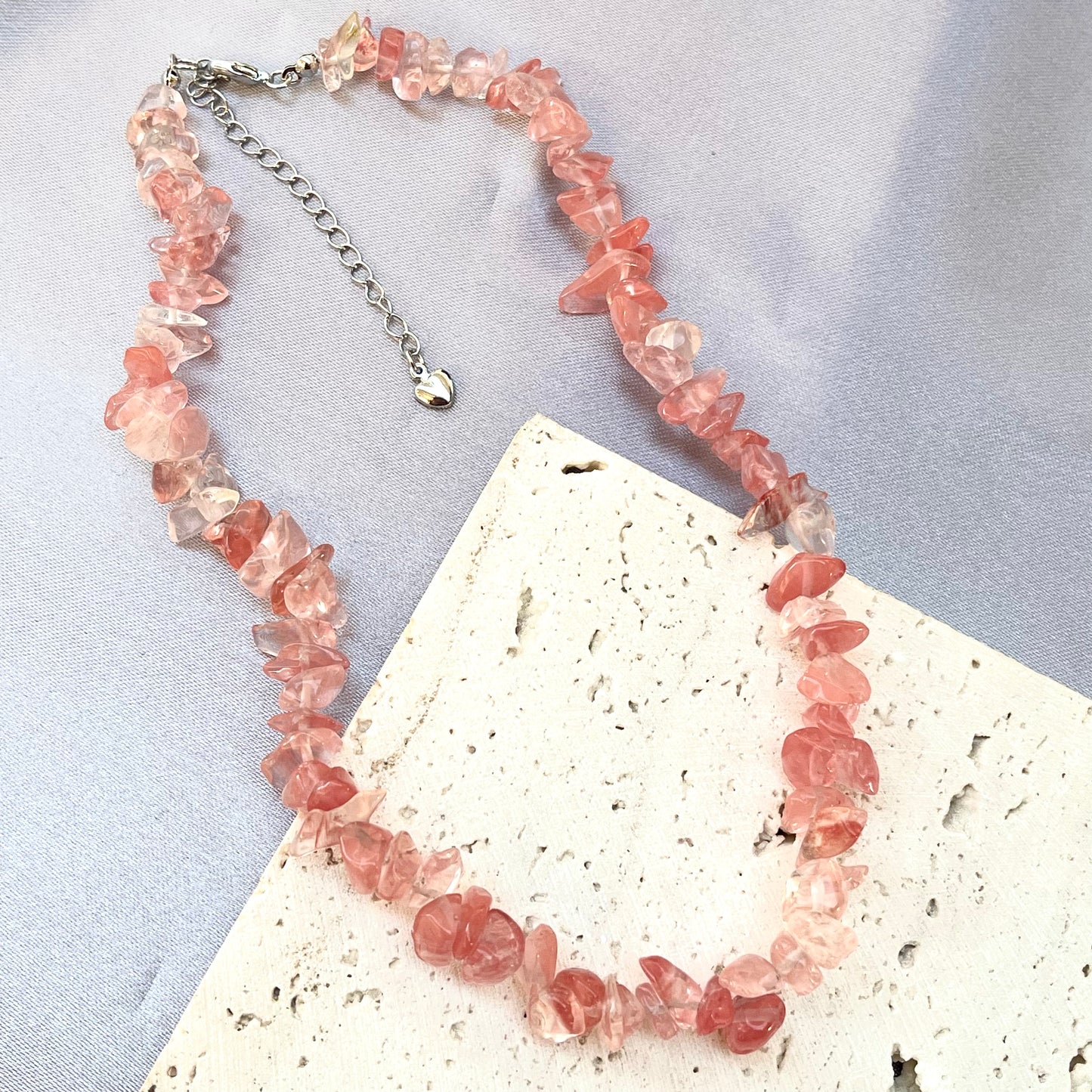 Cherry Quartz Crystal Stone Choker Necklace